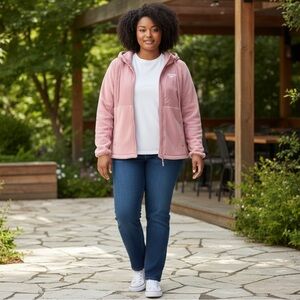 Reebok Mauve/Dusty Rose Full Zip Fleece Hoodie Jacket Size XL Athleasure